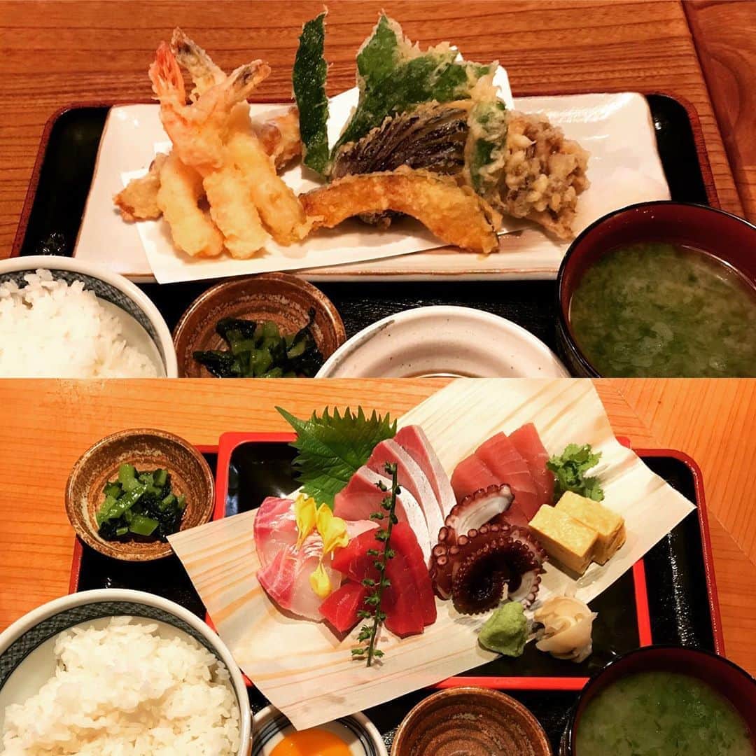 のインスタグラム：「神楽坂魚金ランチ 豪快天ぷら定食¥1280(税抜) 豪華刺身定食¥1280(税抜) 納得のクオリティー！  #魚金#UOKIN#新橋#五反田#渋谷#宇田川町#神山町#新宿#池袋#秋葉原#神田#浜松町#田町#目黒#恵比寿#高田馬場#吉祥寺#神楽坂#市ヶ谷#神保町#六本木#赤坂見附#京橋#銀座#有楽町#横浜#豊洲#大門#馬車道」