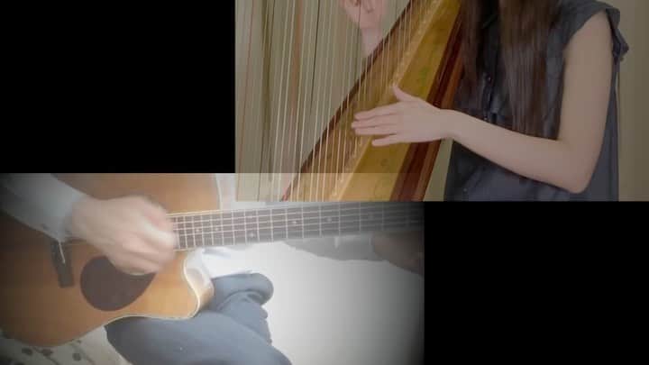 のインスタグラム：「#ハープでコラボしよう🍀 The collaboration with my follower. #guitar and #harp エントリーNo.5 #ギター & #ハープ @gtr_prd2020 さん 応募ありがとうございました！ #withmiyabiharp のハッシュタグをつけて 投稿してくださったフォロワーさんに 感謝をこめて、私がハープ伴奏をつけさせていただいています。 ✴︎ #押尾コータロー #kotarooshio  タイトルの #harmonia  とは… #調和 の意味。 ギター の弦と ハープ の弦が 同じフレーズを違うタイミングで 繰り返しながら重なり合い だんだん調和してゆく様子を 表現しました🎸✨ ✴︎ 心安らぐ美しいギター演奏を ありがとうございました🙏  #ハープ音はギターに合わせてエコーリバーブかけて加工してます　  #弦楽器 #strings  #ハープ #音楽 #松岡みやび #ミヤビメソード #心理学 #癒し  #harp #music #miyabimatsuoka #harpistlife #healing」