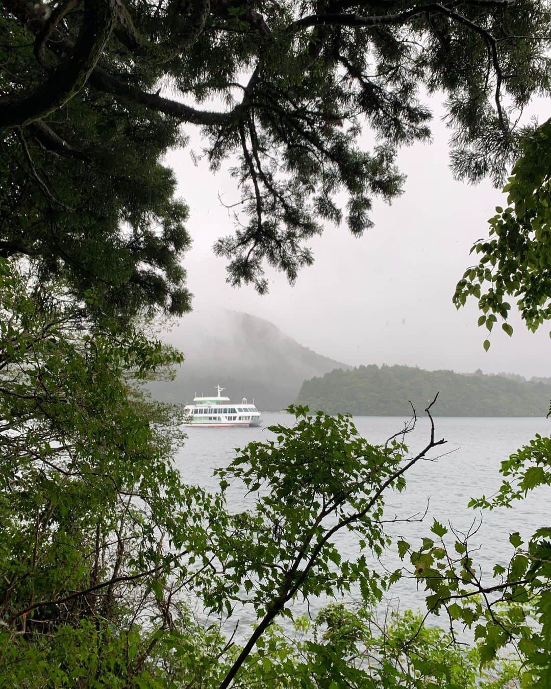 岡田マリアのインスタグラム：「県を跨がずに、車で行けるところへ。途中土砂降りでも緑の美味しい空気を吸い込み、芦ノ湖を眺められ、大満足。  #県内旅行 #県内ドライブ  #家族時間」