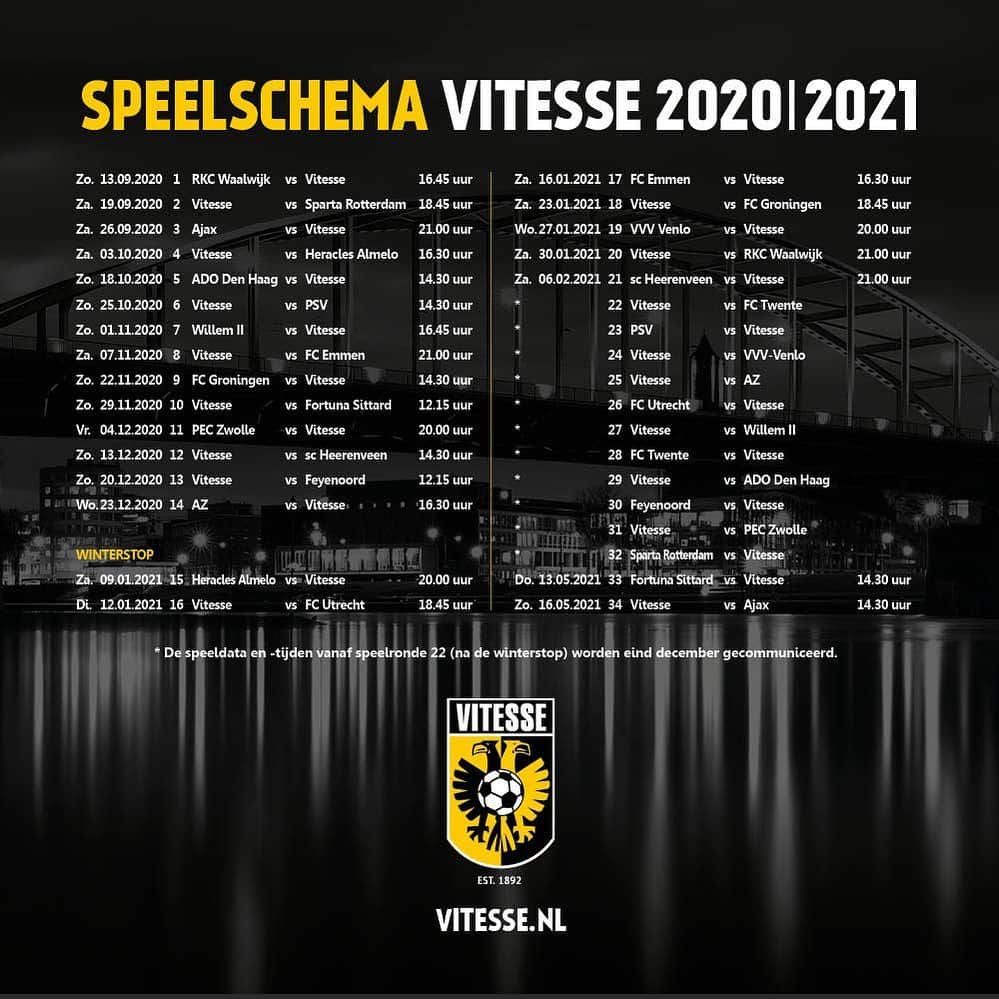 フィテッセさんのインスタグラム写真 - (フィテッセInstagram)「‪📖 Voor in de agenda👇🏻‬⠀ ⠀ ‪🗓 Het complete speelschema voor seizoen 2020|2021‬⠀ ⠀ ‪#Vitesse ‬」7月25日 17時39分 - mijnvitesse