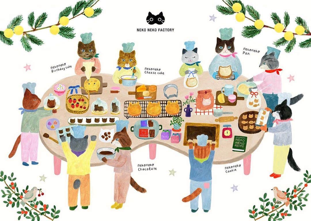 布川愛子さんのインスタグラム写真 - (布川愛子Instagram)「NEKO NEKO FACTORY 🏠🍞🐱 猫たちがせっせとパンやお菓子を作るイラストを描かせていただきました。小さくて可愛い手で美味しい食べ物を作っています🐾　@nekoneko__factory @nekoneko_shokupan #ねこねこ食パン #ねこねこファクトリー #aikofukawa_illustration #aikofukawa #布川愛子」7月25日 22時40分 - aikofukawa