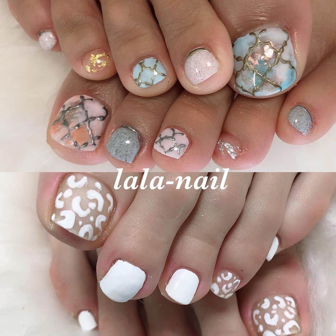 のインスタグラム：「フットネイル👣  季節ですね🌴 早く梅雨あけないかな👀💕」