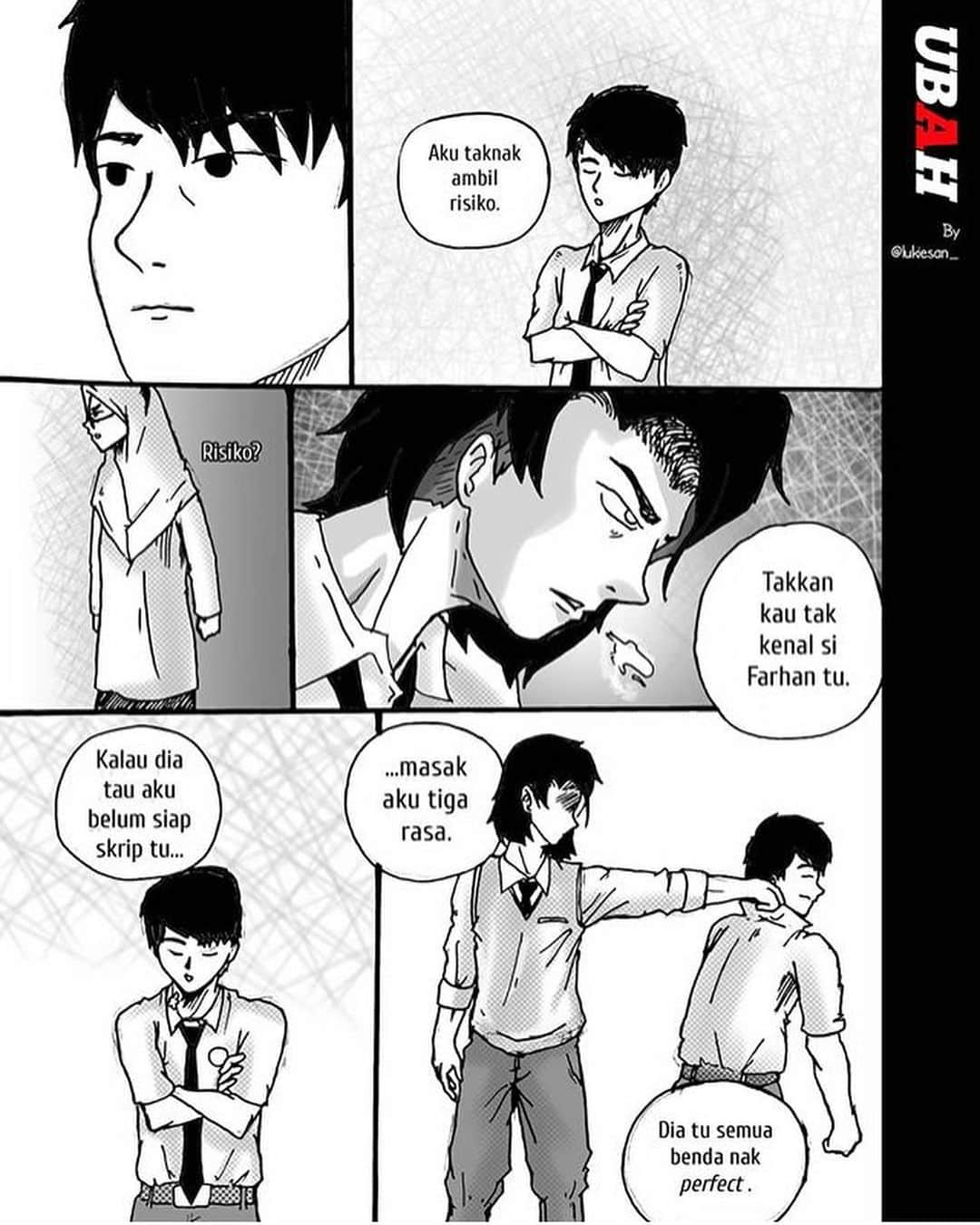 Koleksi Komik Malaysiaさんのインスタグラム写真 - (Koleksi Komik MalaysiaInstagram)「#Repost @lukiesan_ with @get_repost ・・・ UBAH Episode 3 part 3 Genre - kehidupan sekolah, romance, pelik • Buat saspen seja si Mat ni. Farhan pandang Yati? Kenapa? • Share this newborn comic✨ • #artmalaysia #art #artist #newbie #newborn #sketching #inking #sketchink #malaysiaart #sakuramicron #pelukis #pelukismalaysia #malaysiaart #yati #izat #switch #comicpages #comic #comicmalaysia #ubahbylukiesan」7月25日 23時28分 - tokkmungg_exclusive