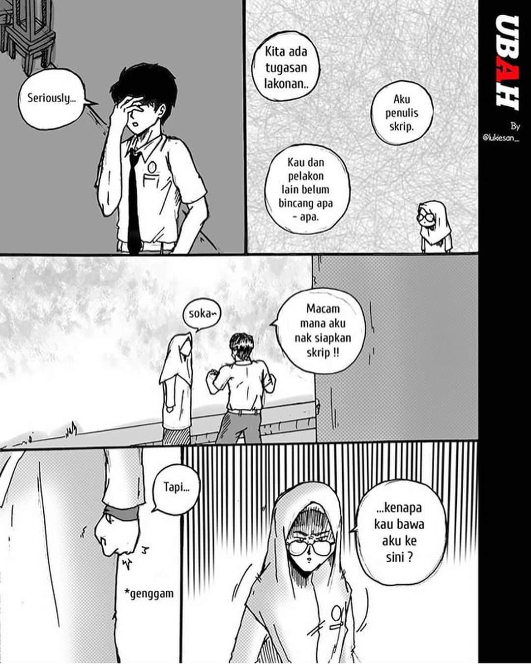 Koleksi Komik Malaysiaさんのインスタグラム写真 - (Koleksi Komik MalaysiaInstagram)「#Repost @lukiesan_ with @get_repost ・・・ UBAH Episode 3 part 3 Genre - kehidupan sekolah, romance, pelik • Buat saspen seja si Mat ni. Farhan pandang Yati? Kenapa? • Share this newborn comic✨ • #artmalaysia #art #artist #newbie #newborn #sketching #inking #sketchink #malaysiaart #sakuramicron #pelukis #pelukismalaysia #malaysiaart #yati #izat #switch #comicpages #comic #comicmalaysia #ubahbylukiesan」7月25日 23時28分 - tokkmungg_exclusive