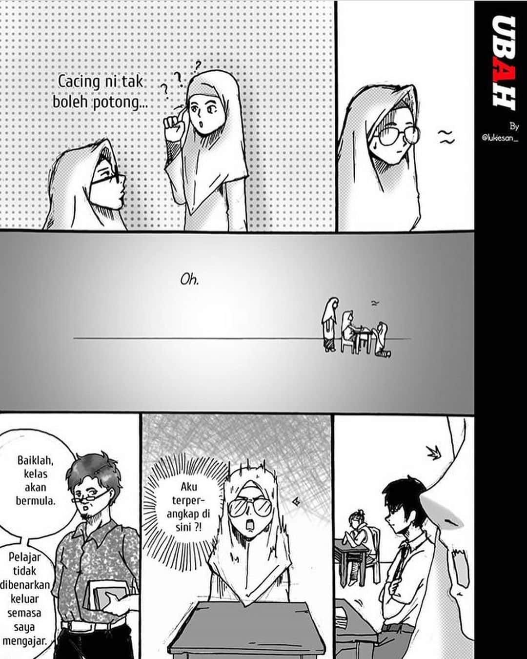 Koleksi Komik Malaysiaさんのインスタグラム写真 - (Koleksi Komik MalaysiaInstagram)「#Repost @lukiesan_ with @get_repost ・・・ UBAH Episode 3 part 3 Genre - kehidupan sekolah, romance, pelik • Buat saspen seja si Mat ni. Farhan pandang Yati? Kenapa? • Share this newborn comic✨ • #artmalaysia #art #artist #newbie #newborn #sketching #inking #sketchink #malaysiaart #sakuramicron #pelukis #pelukismalaysia #malaysiaart #yati #izat #switch #comicpages #comic #comicmalaysia #ubahbylukiesan」7月25日 23時28分 - tokkmungg_exclusive