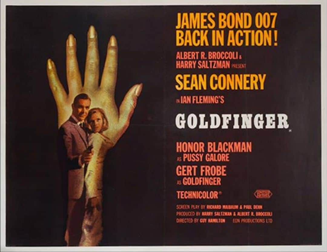 James Bond 007さんのインスタグラム写真 - (James Bond 007Instagram)「From the EON archive, two posters for GOLDFINGER (1964) one featuring a woman painted gold (Margaret Nolan, who plays Dink, Bond’s masseuse in the film) and one a golden hand (designed for the more conservative Irish market).」7月26日 1時00分 - 007