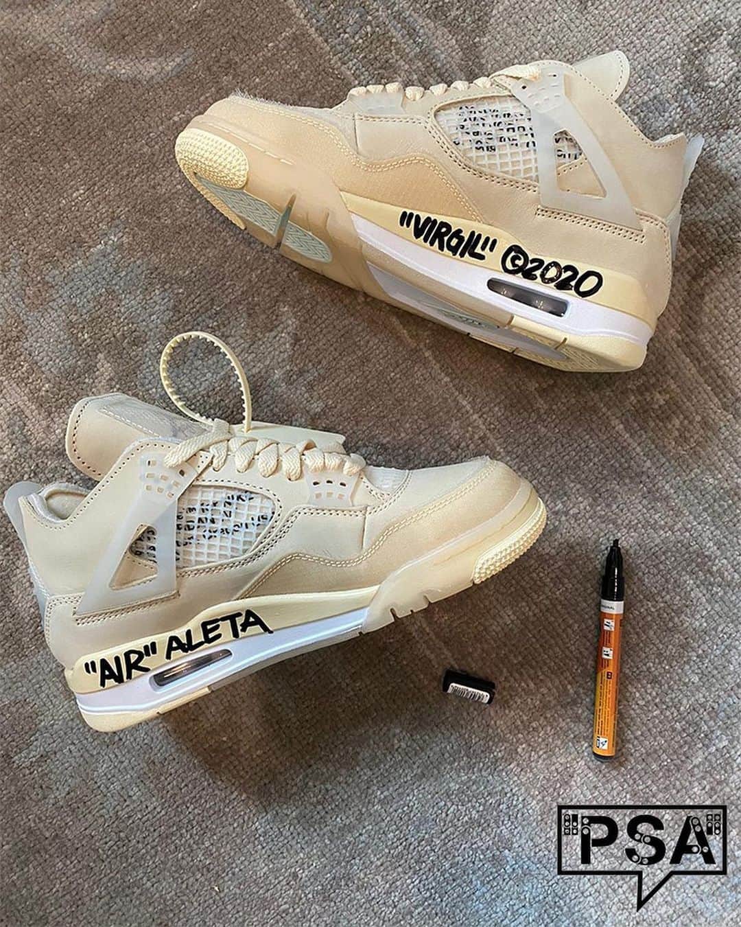OFF-WHITE C/O VIRGIL ABLOHさんのインスタグラム写真 - (OFF-WHITE C/O VIRGIL ABLOHInstagram)「“PSA” @virgilabloh made @off_____white™ with the intention for it to not just exist as a fashion label but a vehicle to tell stories i personally find important. on this occasion of the @off____white™  Jordan “4” im keen to announce a partnership with @englewoodbarbie a young woman from my hometown making a tangible difference in Chicago by her own grassroots efforts.⁣ [advocacy] ⁣ for this local release of the creme Jordan “4”, we’re partnering with @Notre to support @englewoodbarbie’s HugsNoSlugs to continue on-the-ground work she is doing feed those in need and make safe places amid the cities gun violence.⁣ ⁣ ~⁣ ⁣ a message from HugsNoSlugs founder Aleta Clarke aka @englewoodbarbie: “HugsNoSlugs aims to restore hope in Chicago by leading with love. We’re under the viaduct in rain, sleet, and snow reminding the people that live under there that they are loved and not forgotten, opening up a Covid-19 relief center so that the community can come and receive free groceries, gloves, and masks daily, mentoring middle and highschool students, helping families who lost their children to senseless gun violence pay for funerals, facilitating a GED program so that anyone that wants a second chance can have one, and more. Poverty-stricken communities all over the world are missing people that truly care and fight consistently, day in and day out. I’m that person—not only will I see the struggle all the way through until the light shines, but I’m able to galvanize the people to support me. With these funds I will open another safe house. The goal is to have 10 throughout the city. I will continue to purchase groceries and furnish the safe house with refrigerators and freezers to store the food. This donation will also help me feed friends living under the viaduct on 51st and Wentworth from October 4th until April 20th. I’m out there the entire winter making sure they have a hot meal, 7 days a week, 7 months straight. I provide new clothing, blankets, and haircuts. I normally feed between 19-40 people a night.”⁣ ⁣ link to donate and enter raffle via @Notre link in bio.」7月26日 2時17分 - off____white