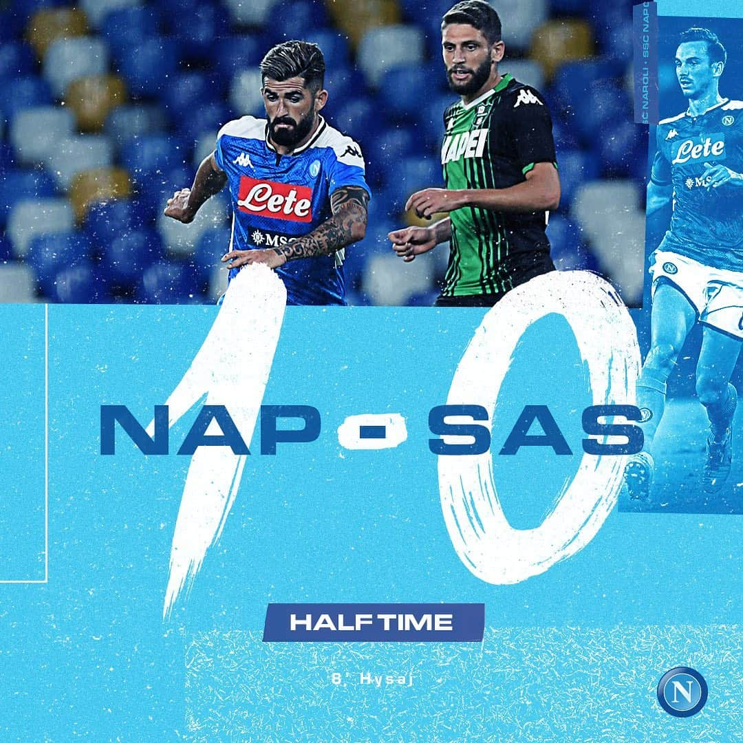 SSCナポリさんのインスタグラム写真 - (SSCナポリInstagram)「⏱ Half Time ⚽ #NapoliSassuolo 1-0 🏆 #SerieATIM 💙 #ForzaNapoliSempre」7月26日 5時35分 - officialsscnapoli