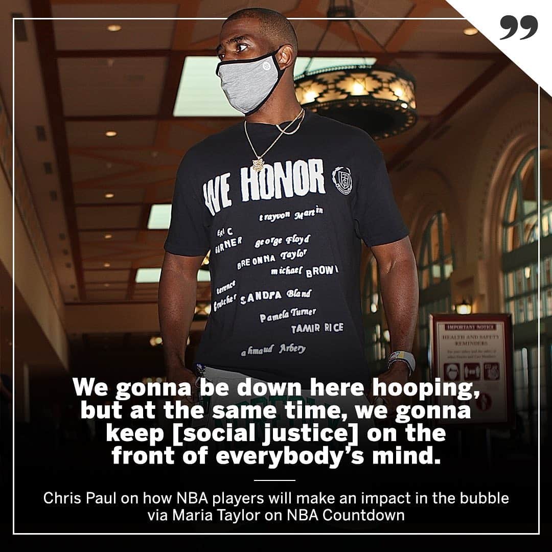 espnさんのインスタグラム写真 - (espnInstagram)「CP3 calls for justice for Breonna Taylor and explains how players will make an impact in the bubble. (via @mariataylor)」7月26日 10時00分 - espn