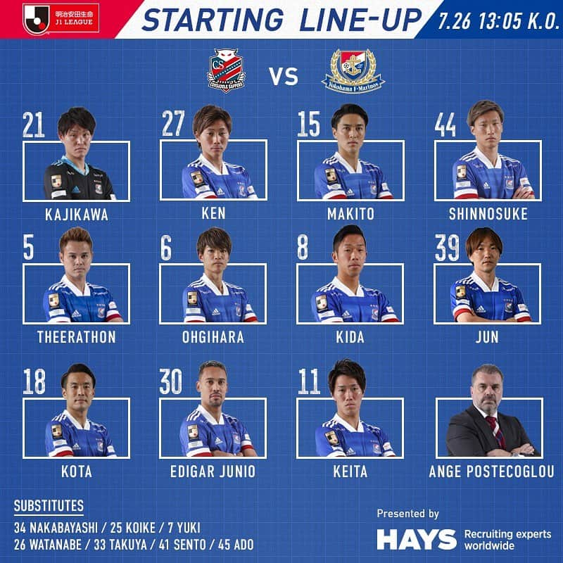 横浜F・マリノスさんのインスタグラム写真 - (横浜F・マリノスInstagram)「Yokohama F.Marinos Team News vs Hokkaido Consadole Sapporo! 本日のJ1リーグ第7節・北海道コンサドーレ札幌戦のメンバーが発表されました！  #fmarinos #Jリーグ #スタメン #startingXI #jleague #HAYS」7月26日 11時11分 - yokohamaf.marinos