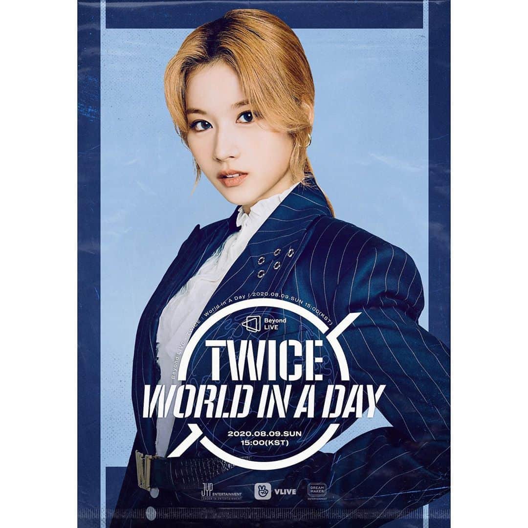 のインスタグラム：「TWICE ONLINE CONCERT Beyond LIVE - TWICE : World in A Day 2020.08.09 15:00  Poster SANA  #TWICE #TWICE_Beyond_LIVE #WorldinADay #Online_Concert」