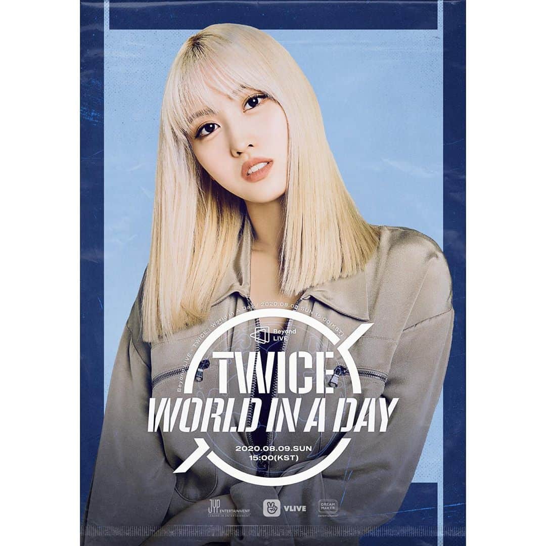 のインスタグラム：「TWICE ONLINE CONCERT Beyond LIVE - TWICE : World in A Day 2020.08.09 15:00  Poster MOMO  #TWICE #TWICE_Beyond_LIVE #WorldinADay #Online_Concert」