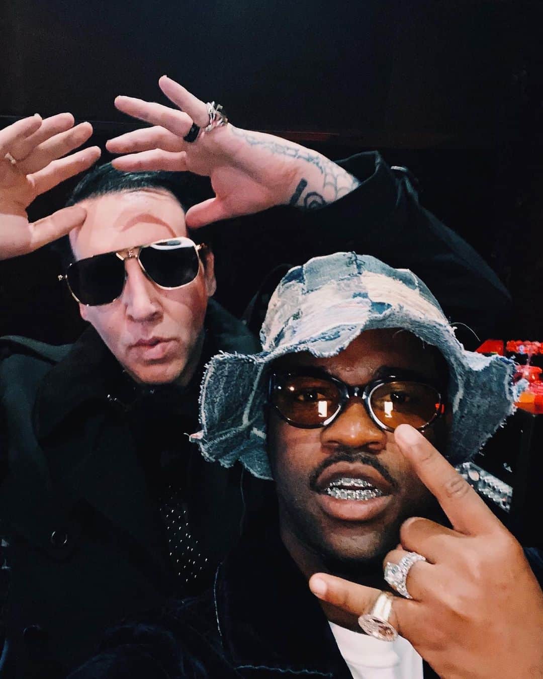 マリリン・マンソンのインスタグラム：「MM & A$AP Ferg in the studio tonight.」
