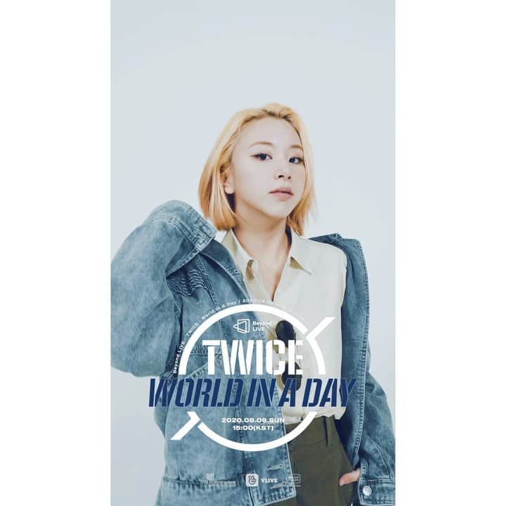 のインスタグラム：「TWICE ONLINE CONCERT Beyond LIVE - TWICE : World in A Day 2020.08.09 15:00  Moving Poster CHAEYOUNG  #TWICE #TWICE_Beyond_LIVE #WorldinADay #Online_Concert」