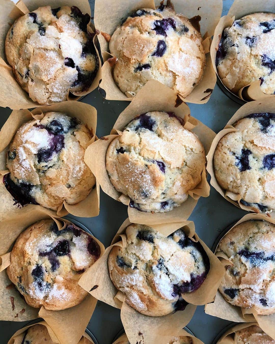 Antonietteのインスタグラム：「Looked forward to Sunday just so I could have a blueberry muffin and coffee this morning! I love these Jordan Marsh department store blueberry muffins. Recipe can be found on @kingarthurbaking ‘s website. The luscious blueberries strewn throughout and the irresistible crackly sugar topping makes for a breakfast treat! Never been to Jordan Marsh in Boston, but do love how back in the day that restaurants  and cafes were in these department stores to give shoppers sustenance during their shopping! These days, muffins give me sustenance during my online shopping. 😆 Now I’m intrigued to make Bloomingdale’s Forty Carrots restaurant’s  frozen yogurt. I love a tart plain yogurt so this seems right up my alley. Has anyone made it?」