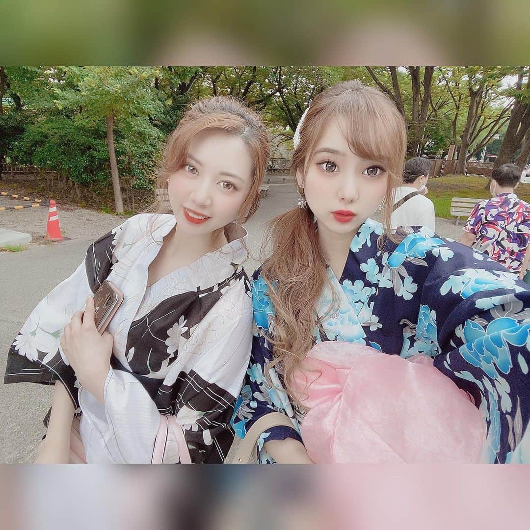 嶋谷愛（あいちゅん）のインスタグラム：「. 名古屋楽しかった🤍 来月は沖縄ですね🌺🌴 今年お祭りは無いやろうけど 浴衣も着れたし超満足♥ . . . #名古屋 #栄 #浴衣 #着物 #姉妹コーデ #l4l #❤ #travelgram」