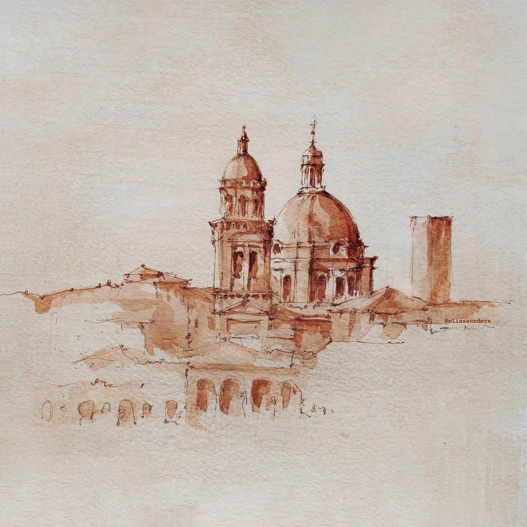 PSNYさんのインスタグラム写真 - (PSNYInstagram)「Quick sketch of Mantua. Watercolor and ink on toned paper」7月26日 21時57分 - oliasaunders