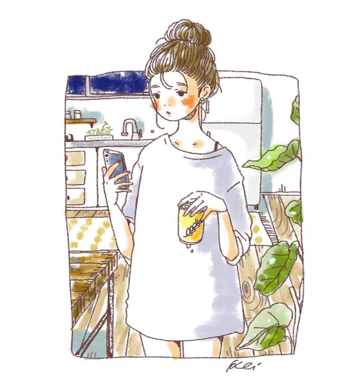 奥田 けいのインスタグラム：「明日が楽しみになる瞬間  ◯ ◯ ◯  #illustration#picture #digitalillustration #sky#blue#girl#ipad  #イラスト」