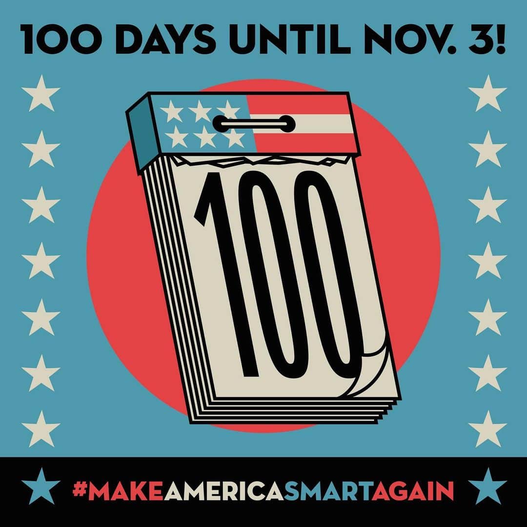 Shepard Faireyのインスタグラム：「We're only 100 days away from the election! Here are some things you can do to prepare for Nov. 3: -Make sure you're registered to vote -Request your absentee ballot if you don't plan on voting in person -Research what will be on your ballot -Know your voting rights -Tell every eligible voter you know why it's so important to vote and make sure they are registered too!  Every vote counts! For more ways to prepare for the election, visit @dumbisovermasa ! #MakeAmericaSmartAgain」
