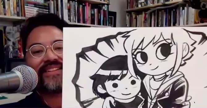 エレン・ウォンのインスタグラム：「Last chance to win an original #ScottPilgrim drawing by @radiomaru! Go to www.waterforpeople.org/pilgrim, become a monthly donor, and you'll be entered into Monday's raffle for the drawings. Support this vital cause and get some great art out of it too! Also how cuuuute are Knives and Ramona here 😭😝」