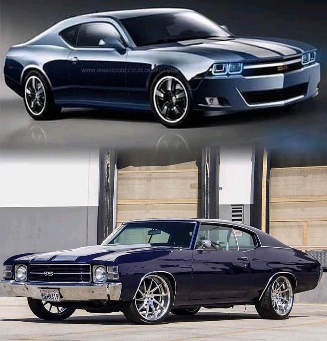 Classics Dailyさんのインスタグラム写真 - (Classics DailyInstagram)「How would you roll New or Old. We’d love to hear your view.  Top 2021 Chevelle (concept) Bottom 1971 Chevelle (50 years old) _ @moderndayhotrods @d_gear_head  #classiccar #musclecar #hotrod #ls7 #restomod #classicsdaily #streetrod #protouring #streetcar #customcar #camaro #71chevelle  #chevychevelle #prostreet」7月27日 3時58分 - classicsdaily