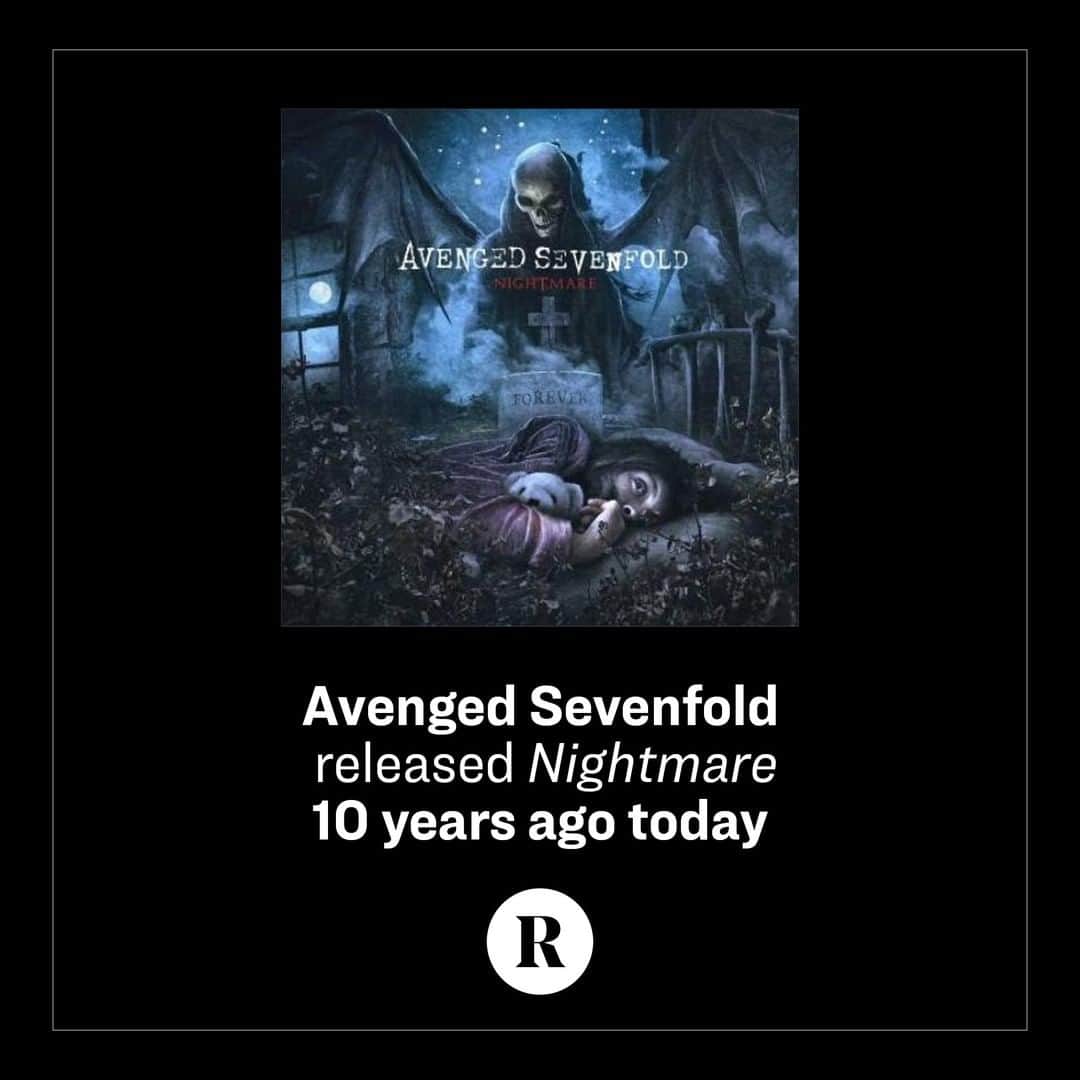 Revolverさんのインスタグラム写真 - (RevolverInstagram)「@avengedsevenfold released 'Nightmare' 10 years ago today! 💀🦇 What's your favorite song on the album that the band calls "Jimmy's masterpiece"?⁠ ⁠ Read our classic cover story on the making of #Nightmare at the link in our bio.」7月28日 2時30分 - revolvermag