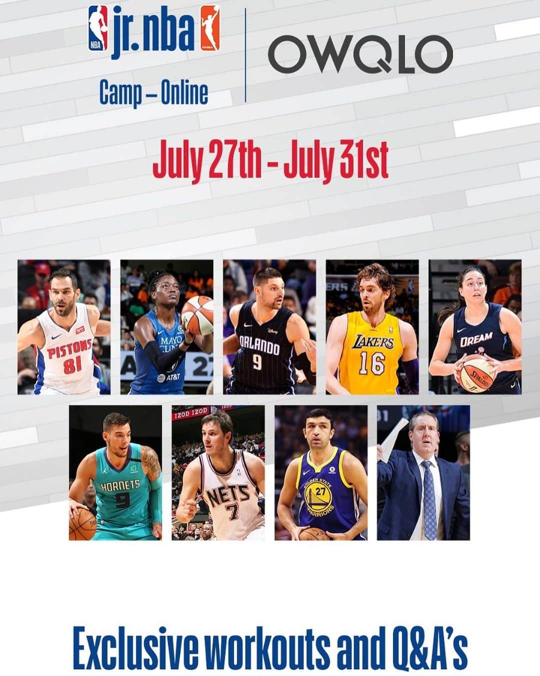 ダニーロ・ガリナリのインスタグラム：「➡️ Sign-up for the Jr. NBA Camp - Online and join NBA & WNBA players and staff for basketball-workout sessions and live-discussions to improve your basketball skills. Download the @owqlo app and participate @nbaeurope」