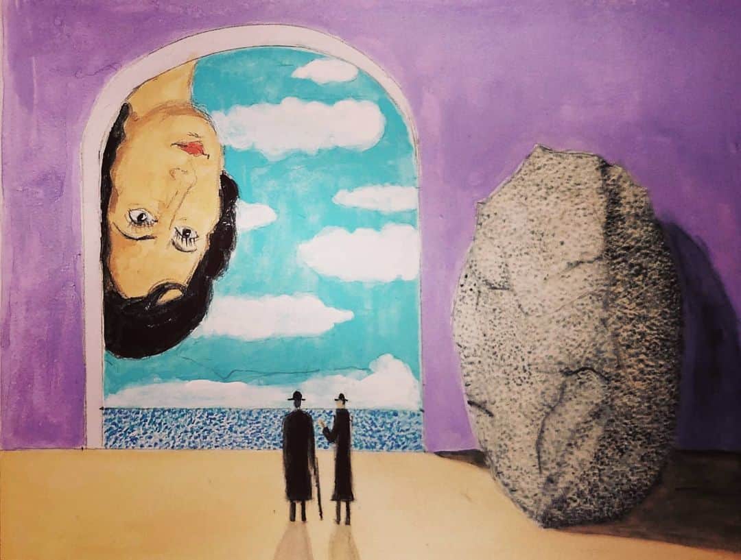 門倉貴史さんのインスタグラム写真 - (門倉貴史Instagram)「ルネ・マグリットの『ステファニ・ランギの肖像』を点描で模写しましたっ❗❗ イエーイ🤓☺イエーイ🤓☺イエーイ🤓☺ 『進撃の巨人』を彷彿とさせる光景🙀  #ひとりマグリットチャレンジ  #マグリット #Magritte  #点描画 #ステファニ・ランギの肖像 #進撃の巨人 #門倉貴史」7月27日 19時17分 - takashikadokura