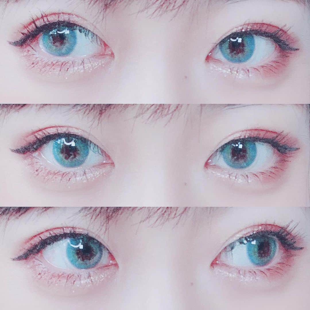 ねおきまこのインスタグラム：「め。  カラコンはRussian Velvet Blueだよ🦋  .  .  .  #eye #カラコン #blue #目 #猫目 #makeup #eyeshadow #eyemakeup」