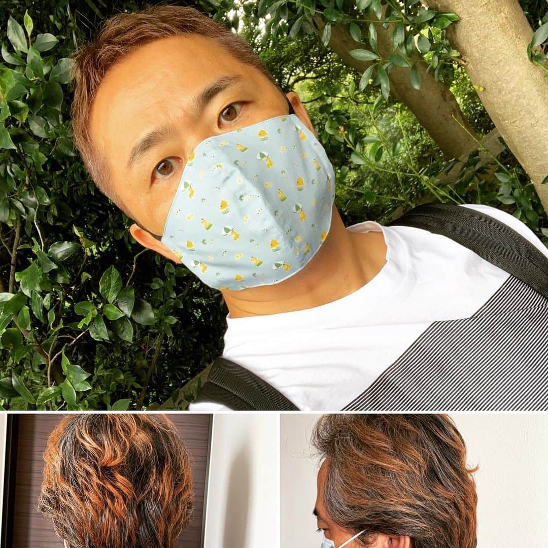 増田順一のインスタグラム：「長かった髪をスッキリと！ ようやく髪を切れた！ マスダのマスクはコダックだ！ #pokemon #psyduck #junichimasuda #ポケモン #コダック」