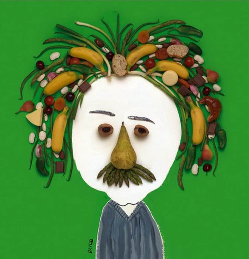 アルベルト・アインシュタインさんのインスタグラム写真 - (アルベルト・アインシュタインInstagram)「World-renowned artist Hanoch Piven doesn't know how to draw, but he does know how to turn everyday items into works of art. Like this portrait of Albert Einstein, where the hair is made from food. Read all about his unique style at bit.ly/HanochPiven ⠀ ⠀ #art @hanochpiven」7月27日 22時00分 - alberteinstein