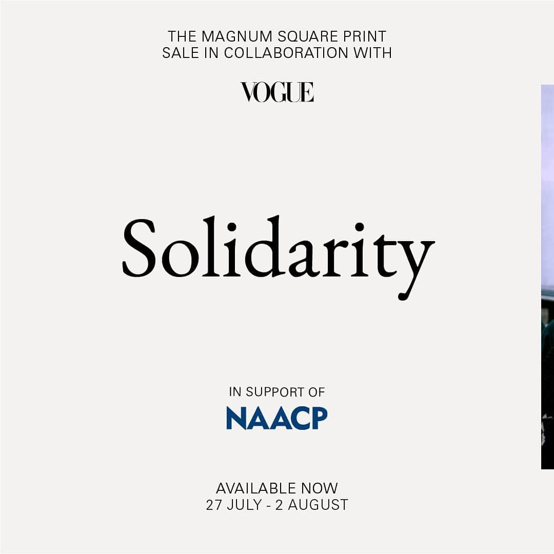 Magnum Photosさんのインスタグラム写真 - (Magnum PhotosInstagram)「AVAILABLE NOW! Solidarity, the July Magnum Square Print Sale, in support of @naacp and in collaboration with @voguemagazine, is now live on the Magnum Shop for 7 days only! . Build your photography collection and take advantage of this unique opportunity to purchase signed or estate-stamped prints by over 100 of the world’s leading photographic artists for $100, with Magnum photographers and Vogue both donating 50% of their proceeds to National Association for the Advancement of Colored People (@naacp), the longest-running, and largest civil rights organization in the United States.⁠ . In a year of global societal and political upheavals, this theme challenges participating photographers to reflect upon the power of togetherness in tumultuous times. . The NAACP’s mission is to eliminate race-based discrimination and uphold equality of rights of all persons. . Visit the link in bio to see all the images available. . #MAGNUMSQUARE #Solidarity #printsale」7月27日 22時26分 - magnumphotos