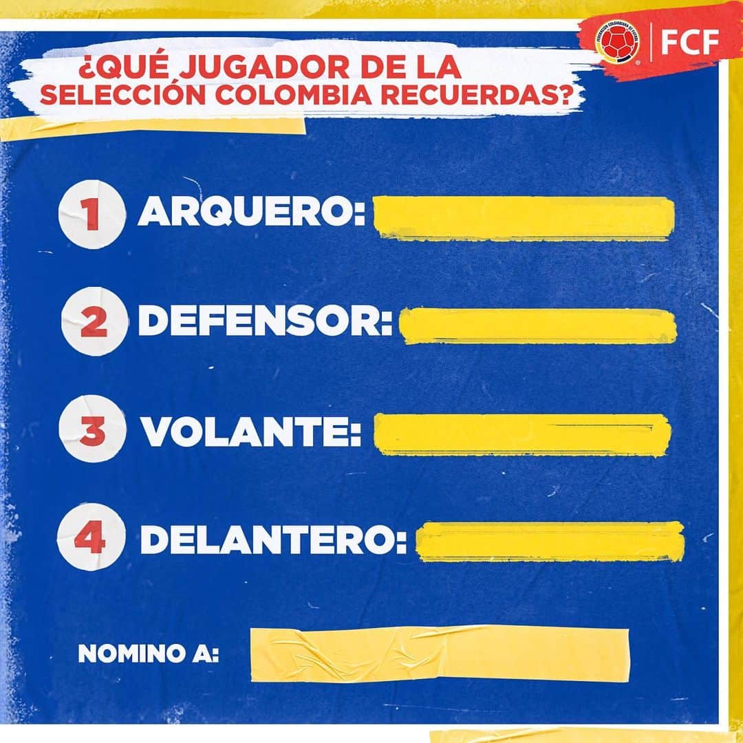 サッカー コロンビア代表チームのインスタグラム：「¡Nombra un jugador por posición 🇨🇴!   ¿Quiénes son los primeros que se te vienen a la cabeza? 🤔  🧤 ¿Arquero? 🛑 ¿Defensa? 🧙 ¿Volante? ⚽️ ¿Delantero?  ¡Comenta tu respuesta y etiqueta a un amigo! 🤜🏼🤛🏼」