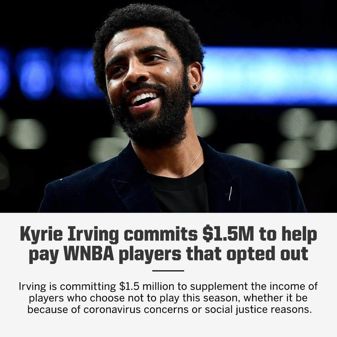 espnさんのインスタグラム写真 - (espnInstagram)「Kyrie Irving is making sure WNBA players can sit out the season and not stress about a paycheck. Link in bio for more.」7月28日 0時15分 - espn