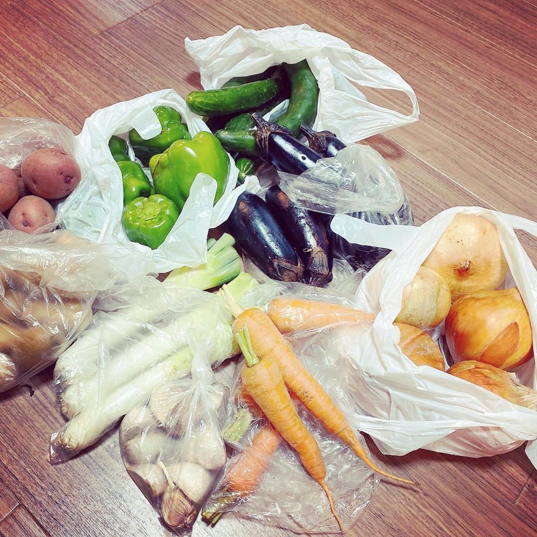 今村美乃さんのインスタグラム写真 - (今村美乃Instagram)「#よしのキッチン   去年出演させていただいた#兎座 さんのメンバー　#平井亜矢子 ちゃんのご実家から栄養満点の夏野菜をたくさん送って頂きました😊😊😊🥒🥬🥒🌶🍆🥑🌽🥕🥕🥦🧄🧅🥔  とっても生き生きとしたお野菜たち。よくうちに来てくれたねぇ😢と感動しました。  もう半年近く熊本に帰れてない。  知らず知らずのうちに、生産者農家さんの直販場で野菜を買って🥦帰ることが当たり前のようになっていたことを痛感しました。なんだかスーパーで買うことのできないような生き生きした、大きかったり小さかったり様々な個性の野菜たちを見て、思わず泣いてしまった。。。  ジャガイモは大量のポテサラに！ そのほかのお野菜達は日々野菜炒めやらなんやら美味しくいただきました😊😊😊  もぅ本当にコロナーーーー！！！ 迷惑かからないなら今すぐにでも帰りたい。   #今日のゆうはん #自炊記録 #旦那あるある #夫婦円満の秘訣 　#stayhome #夫婦ご飯#cooking #cookingram #旦那リクエストご飯　#タイムラプス料理　#料理動画 #今日のごはん　#時短レシピ #cookingram  #cookingathome  #cooking #共働き夫婦 #共働きごはん 　#ceramika」7月28日 0時40分 - imamurayoshino