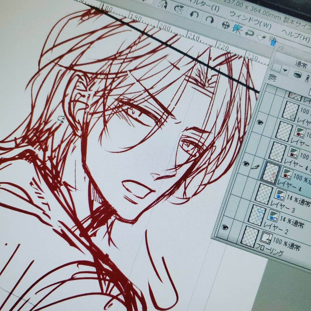 朱神宝のインスタグラム：「コマ割りの都合上描いたはいいがボツってしまった阿久津。 今にも『何やってんだバカ。この俺を無駄にするとはいい度胸じゃねぇか』と罵られそう。  無駄にはしない！公開するから！！！…お納めください😌笑」