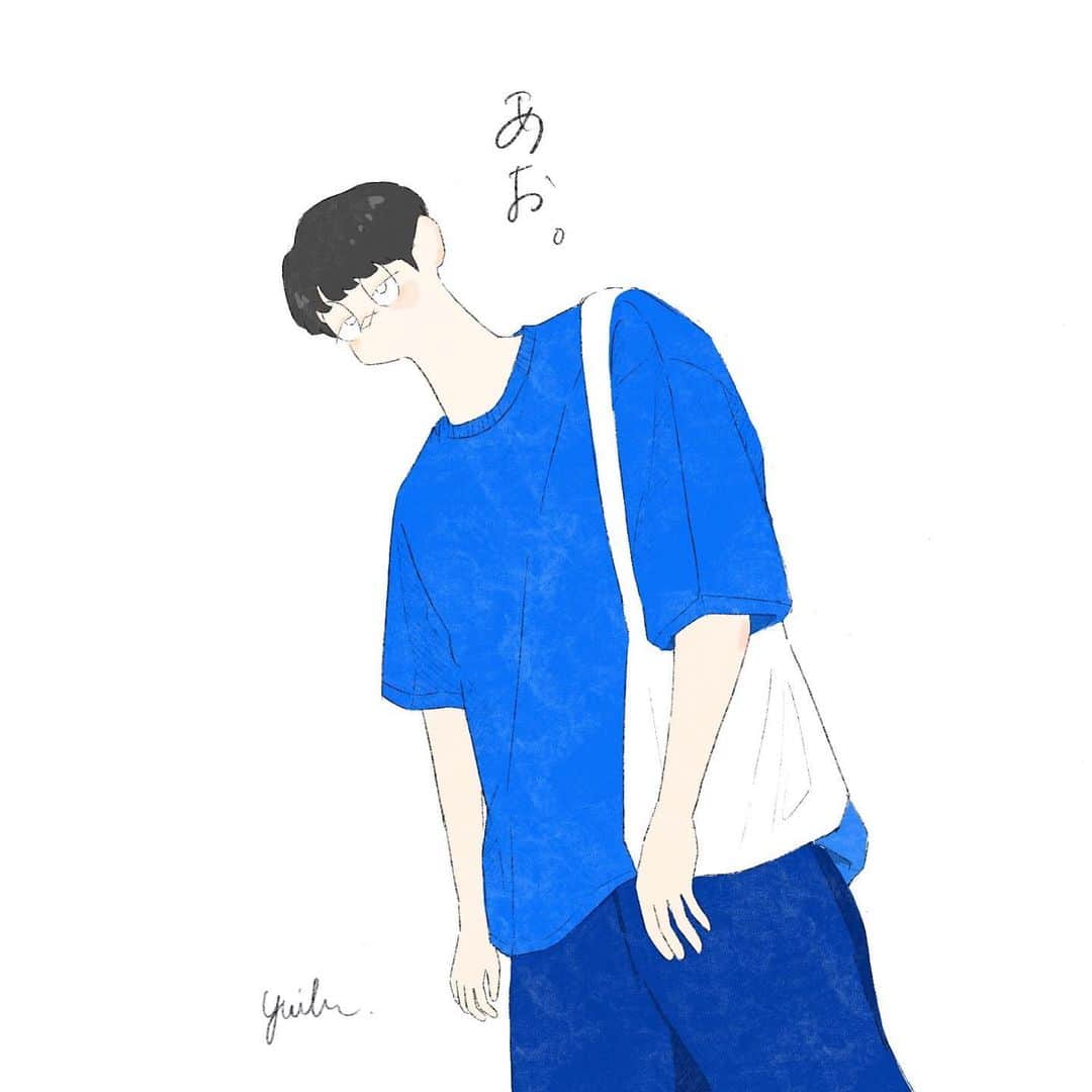 yurika_eyeのインスタグラム：「🎐  : #illustration #original #character  #ipad #drawing #blue #summer  #procreate  #イラスト #キャラクター #オリジナル #夏色  #絵 #描く #青  #ラフ画 #yurika2wins #夏 #あお」