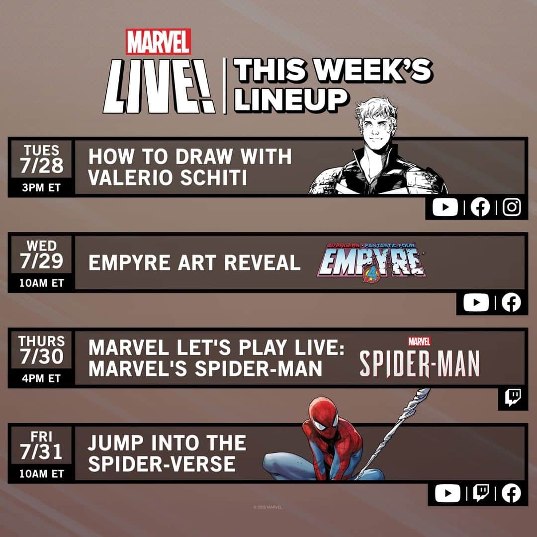 Marvel Entertainmentさんのインスタグラム写真 - (Marvel EntertainmentInstagram)「This week on Marvel LIVE!」7月28日 7時45分 - marvel