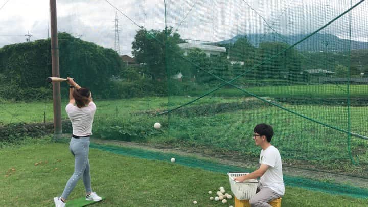 のインスタグラム：「. 合宿の１部メニュー⚾️  これでも一応全力のつもりです！😆  #ゴルフ#野球#トレーニング#バッティング#スイング作り」
