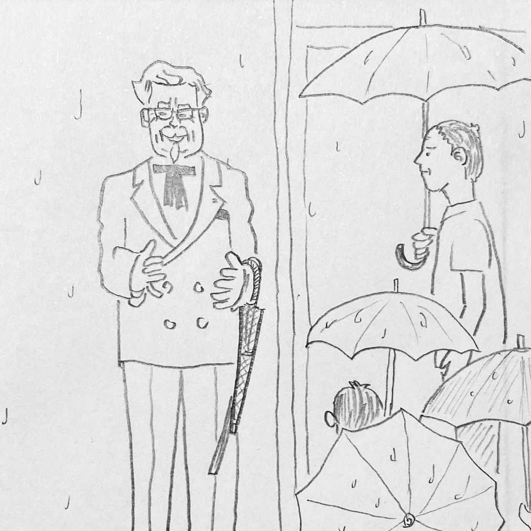 新山大さんのインスタグラム写真 - (新山大Instagram)「一人やるとみんなやっちゃうのよね🌂 #三コマ漫画 #3コマ漫画 #一日一作品 #93作品目 #雨 #傘 #ケンタッキー」7月28日 16時04分 - dai_niiyama