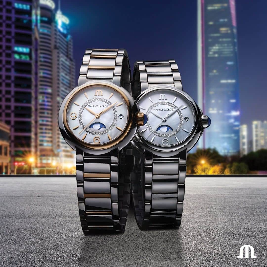 モーリスラクロアさんのインスタグラム写真 - (モーリスラクロアInstagram)「Two charming timepieces shining in the city lights. Two moons crossing the #FIABA Moonphase 32mm. #ShareYourLove #YourTimeIsNow  #MauriceLacroix #Watch #Reloj #LuxuryWatch #Swisswatch #HauteHorlogerie #Swisswatchmaking #Watchmaking #Wotd #Watchesofinstagram #Watchfam #Watchlife #Swissmade #Whatsonmywrist #Watchoftheday #Watchaddict #Dailywatches #instawatchdaily #instawatches #Wiwt #Womw」7月28日 23時01分 - mauricelacroix