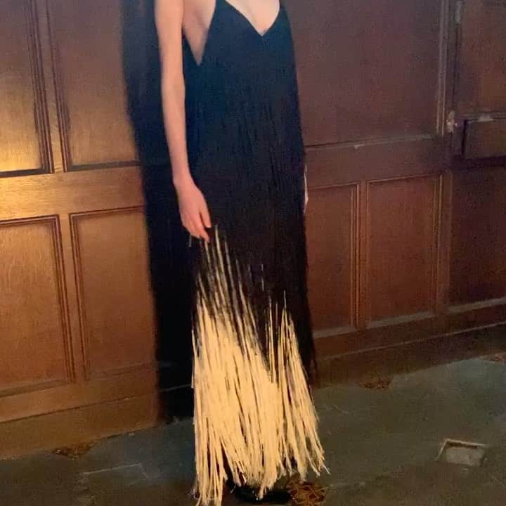 のインスタグラム：「Silk fringe camisole dress from our fall 2020 collection available now. #sharonwauchob」