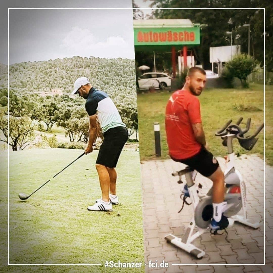 FCインゴルシュタット04さんのインスタグラム写真 - (FCインゴルシュタット04Instagram)「🏌️, 🚴‍♂️ oder ganz anders⁉️ Wie haltet ihr euch im Sommer fit, liebe #Schanzer? ⚫️🔴  ____ @maximilian_beister und @rbnkrau23e (an der Stelle: legendärer Bildhintergrund 😁👌) machen's vor & powern sich abseits des Fußballplatzes richtig aus ⛳️ 🚲 Hast du eine neue "Corona-Sportart" für dich entdeckt? 🧐👇 . . #schanzerdassindwir #Schanzerfürimmer #Ingolstadt #FCI #FCIngolstadt #soccer #fussball #football #3liga #gemeinsam #immerweiter #zamhoidn #Team #Corona #covid19 #covid_19 #outdoor #draußen #neu #sportart #new #sports #golf #fahrrad #ergometer #cardio #cycling #ausdauer #ausdauertraining」7月29日 0時59分 - dieschanzer