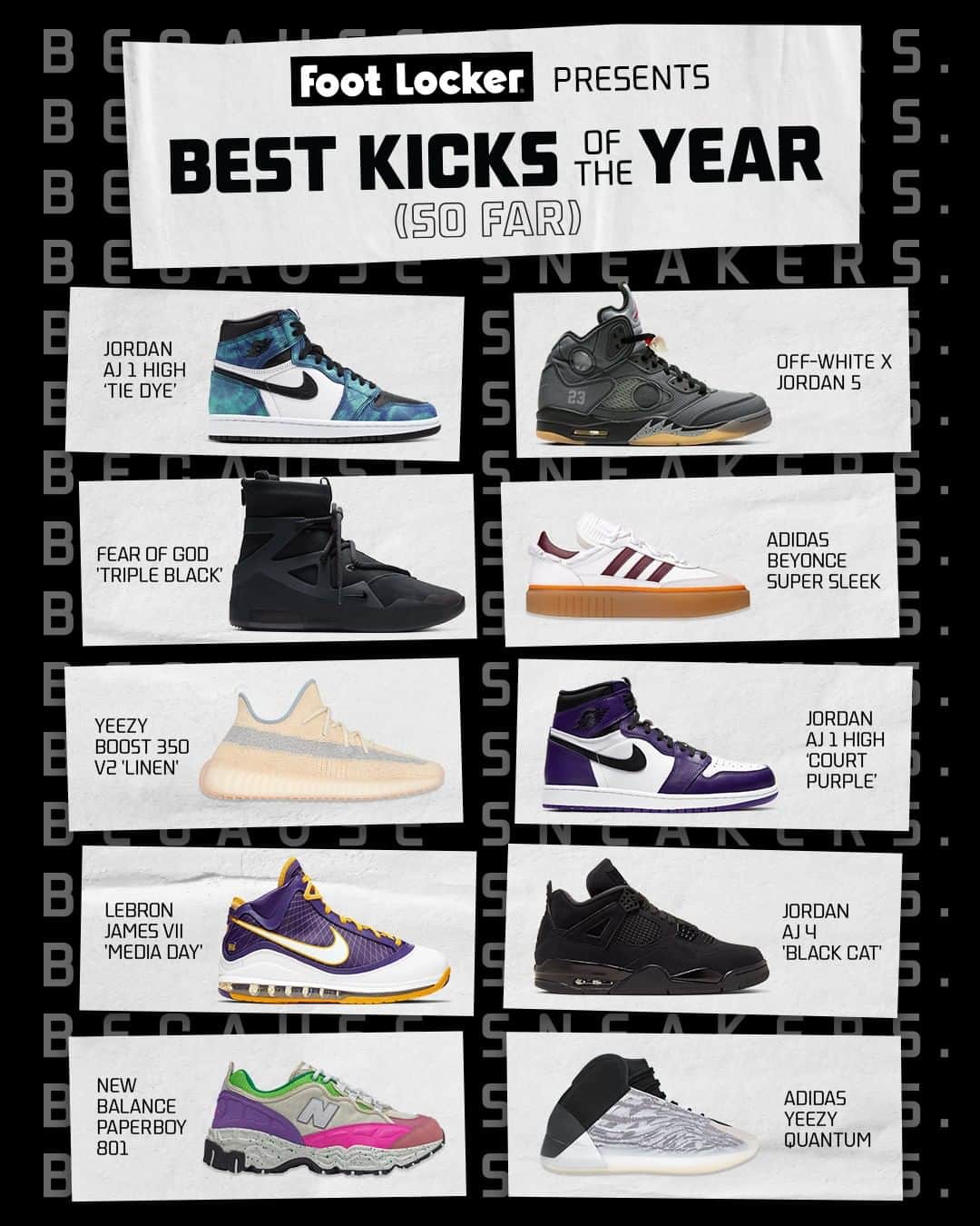 Foot Lockerさんのインスタグラム写真 - (Foot LockerInstagram)「We rounded up the best sneakers to release at Foot Locker this year (So Far) 🏆 Now, it’s up to you to decide. Head over to our IG Story to rank the kicks from 1️⃣-- 🔟! #becausesneakers」7月29日 1時05分 - footlocker