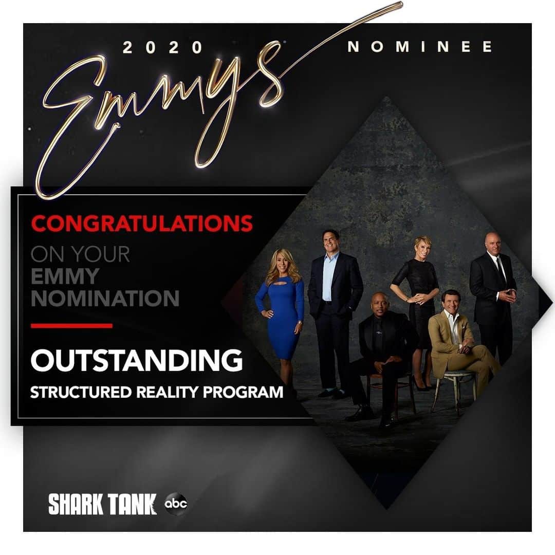 アメリカン・ブロードキャスティング・カンパニーのインスタグラム：「Congrats to Shark Tank on their #Emmy nomination for Outstanding Structured Reality Program, and to @barbaracorcoran, @mcuban, @lorigreinershark, @thesharkdaymond, @robertherjavec, and @kevinolearytv on their #Emmy nomination for Outstanding Host for a Reality or Competition Program! #SharkTank」