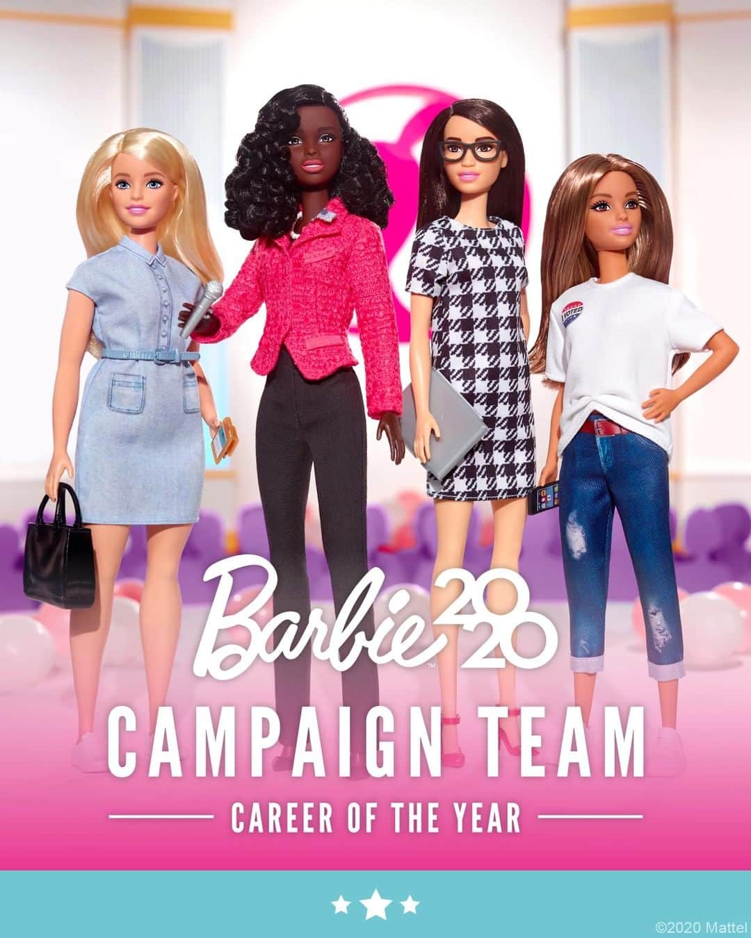 Mattelさんのインスタグラム写真 - (MattelInstagram)「This election year, @Barbie celebrates the limitless potential of girls everywhere to stand up for what they believe in, with the Barbie Campaign Team career set.  #Barbie2020 #YouCanBeAnything」7月29日 2時00分 - mattel