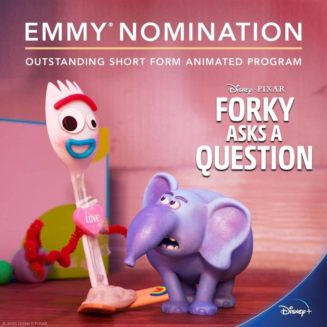 Disney Pixarさんのインスタグラム写真 - (Disney PixarInstagram)「#DisneyPlus received 19 Emmy® Awards nominations this morning, including “Outstanding Short Form Animated Program" for #ForkyAsksAQuestion. #Emmys2020」7月29日 2時19分 - pixar