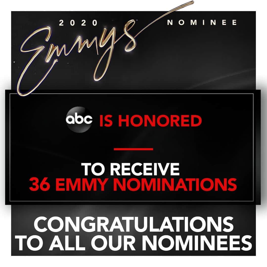 アメリカン・ブロードキャスティング・カンパニーのインスタグラム：「Congrats to everyone a part of our ABC fam on their #Emmy nominations this year!」
