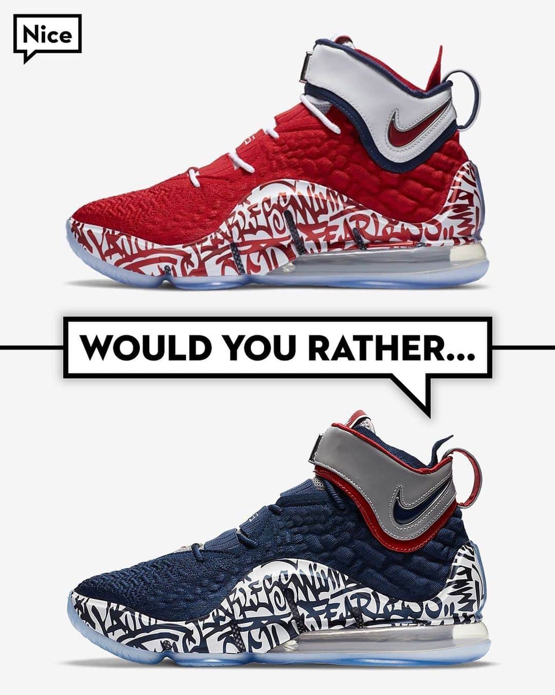 Nice Kicksさんのインスタグラム写真 - (Nice KicksInstagram)「#WouldYouRather have the Nike LeBron 17 “Graffiti Fire Red” or “Graffiti Cold Blue”」7月29日 4時38分 - nicekicks