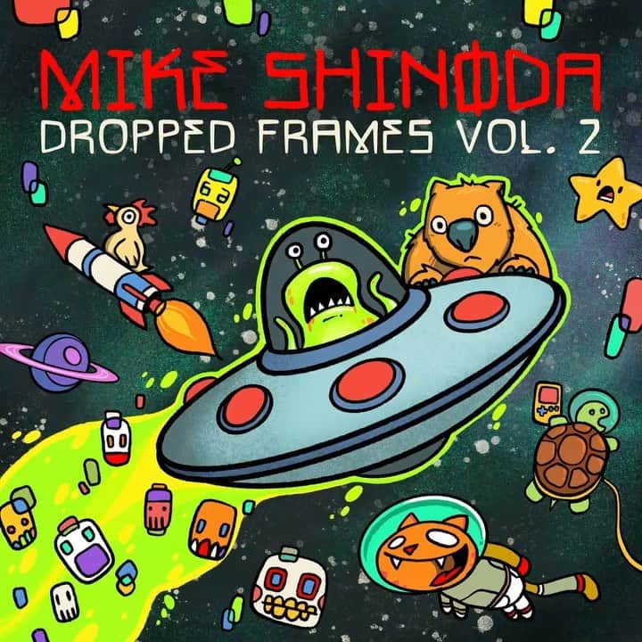 マイク・シノダのインスタグラム：「Thank you for joining the stream to reveal the album cover for “Dropped Frames, Vol. 2.” Join me tomorrow on Twitch for more surprises!」